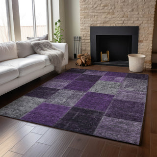Piper Looms Mayfield Patchwork AMF663 Eggplant Machine Washable Area Rug Lifestyle Image Feature