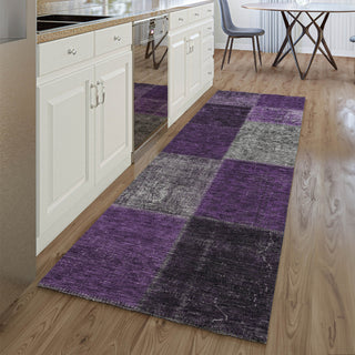 Piper Looms Mayfield Patchwork AMF663 Eggplant Machine Washable Area Rug Runner Lifestyle Image Feature