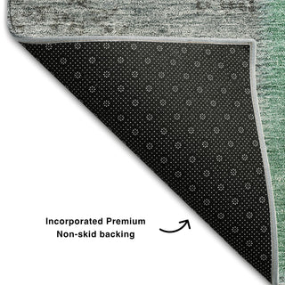 Piper Looms Mayfield Patchwork AMF663 Green Machine Washable Area Rug Backing Image