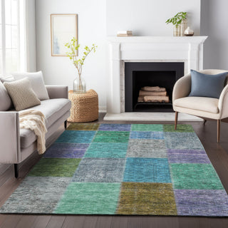 Piper Looms Mayfield Patchwork AMF663 Green Machine Washable Area Rug Lifestyle Image Feature