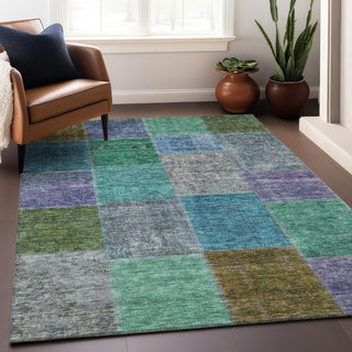 Piper Looms Mayfield Patchwork AMF663 Green Machine Washable Area Rug Lifestyle Image Feature