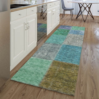 Piper Looms Mayfield Patchwork AMF663 Green Machine Washable Area Rug Runner Lifestyle Image Feature