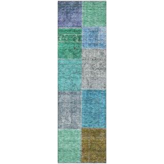 Piper Looms Mayfield Patchwork AMF663 Green Machine Washable Area Rug Runner Main Image