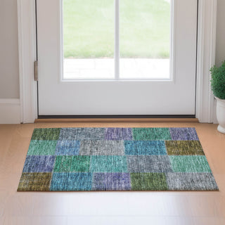 Piper Looms Mayfield Patchwork AMF663 Green Machine Washable Area Rug Scatter Lifestyle Image Feature