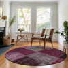 Piper Looms Mayfield Patchwork AMF663 Merlot Machine Washable Area Rug Round Lifestyle Image Feature