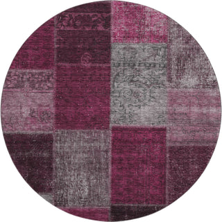 Piper Looms Mayfield Patchwork AMF663 Merlot Machine Washable Area Rug Round Main Image