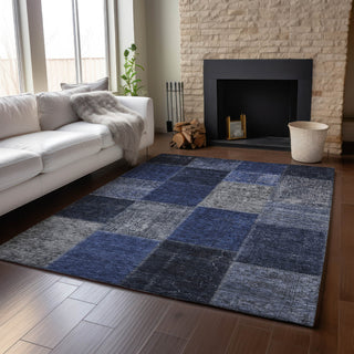Piper Looms Mayfield Patchwork AMF663 Navy Machine Washable Area Rug Lifestyle Image Feature