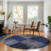 Piper Looms Mayfield Patchwork AMF663 Navy Machine Washable Area Rug Round Lifestyle Image Feature