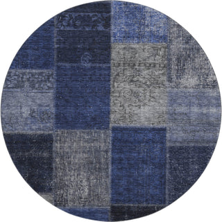 Piper Looms Mayfield Patchwork AMF663 Navy Machine Washable Area Rug Round Main Image