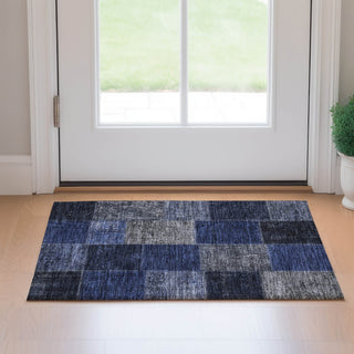 Piper Looms Mayfield Patchwork AMF663 Navy Machine Washable Area Rug Scatter Lifestyle Image Feature
