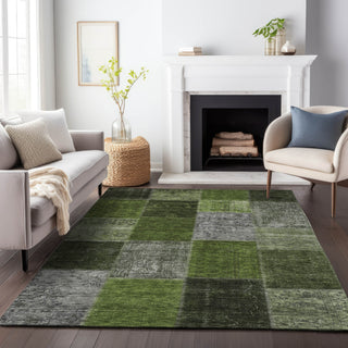 Piper Looms Mayfield Patchwork AMF663 Olive Machine Washable Area Rug Lifestyle Image Feature