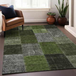 Piper Looms Mayfield Patchwork AMF663 Olive Machine Washable Area Rug Lifestyle Image Feature