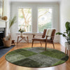 Piper Looms Mayfield Patchwork AMF663 Olive Machine Washable Area Rug Round Lifestyle Image Feature