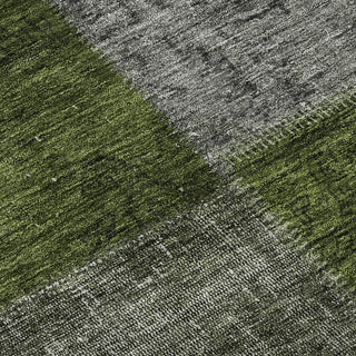 Piper Looms Mayfield Patchwork AMF663 Olive Machine Washable Area Rug Swatch Image