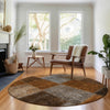 Piper Looms Mayfield Patchwork AMF663 Paprika Machine Washable Area Rug Round Lifestyle Image Feature