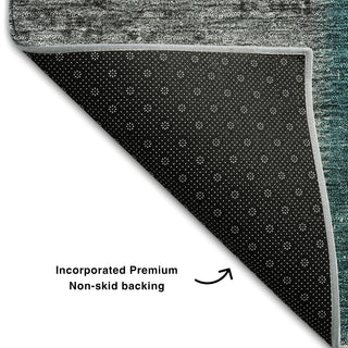 Piper Looms Mayfield Patchwork AMF663 Teal Machine Washable Area Rug Backing Image