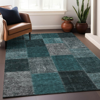 Piper Looms Mayfield Patchwork AMF663 Teal Machine Washable Area Rug Lifestyle Image Feature