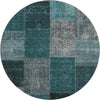 Piper Looms Mayfield Patchwork AMF663 Teal Machine Washable Area Rug Round Main Image
