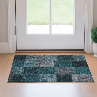 Piper Looms Mayfield Patchwork AMF663 Teal Machine Washable Area Rug Scatter Lifestyle Image Feature
