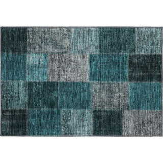 Piper Looms Mayfield Patchwork AMF663 Teal Machine Washable Area Rug Scatter Main Image