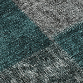 Piper Looms Mayfield Patchwork AMF663 Teal Machine Washable Area Rug Swatch Image
