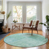Piper Looms Mayfield Patchwork AMF664 Teal Machine Washable Area Rug Round Lifestyle Image Feature