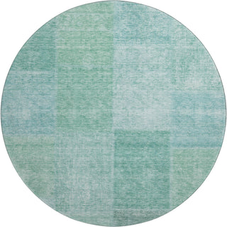 Piper Looms Mayfield Patchwork AMF664 Teal Machine Washable Area Rug Round Main Image