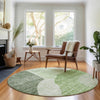 Piper Looms Mayfield Abstract AMF665 Aloe Machine Washable Area Rug Round Lifestyle Image Feature