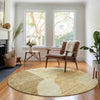 Piper Looms Mayfield Abstract AMF665 Beige Machine Washable Area Rug Round Lifestyle Image Feature