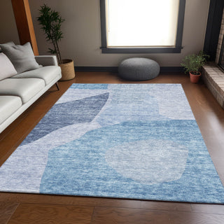 Piper Looms Mayfield Abstract AMF665 Denim Machine Washable Area Rug Lifestyle Image Feature