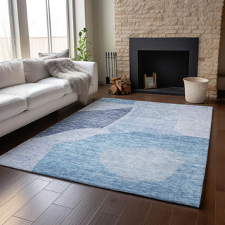 Piper Looms Mayfield Abstract AMF665 Denim Machine Washable Area Rug Lifestyle Image Feature