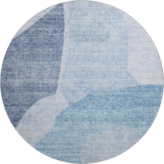 Piper Looms Mayfield Abstract AMF665 Denim Machine Washable Area Rug Round Main Image