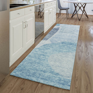 Piper Looms Mayfield Abstract AMF665 Denim Machine Washable Area Rug Runner Lifestyle Image Feature