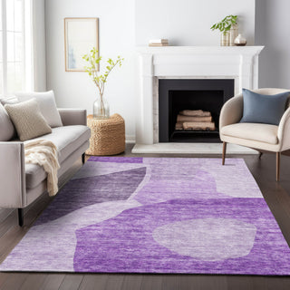 Piper Looms Mayfield Abstract AMF665 Eggplant Machine Washable Area Rug Lifestyle Image Feature