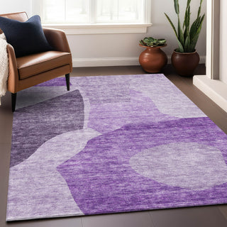 Piper Looms Mayfield Abstract AMF665 Eggplant Machine Washable Area Rug Lifestyle Image Feature