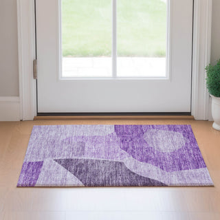 Piper Looms Mayfield Abstract AMF665 Eggplant Machine Washable Area Rug Scatter Lifestyle Image Feature