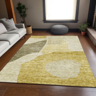 Piper Looms Mayfield Abstract AMF665 Gold Machine Washable Area Rug Lifestyle Image Feature