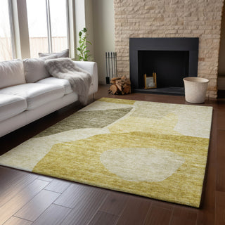 Piper Looms Mayfield Abstract AMF665 Gold Machine Washable Area Rug Lifestyle Image Feature