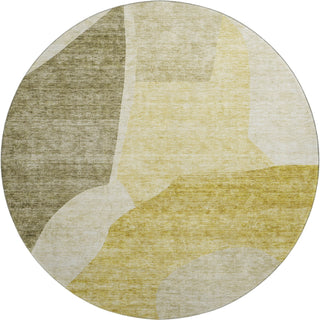 Piper Looms Mayfield Abstract AMF665 Gold Machine Washable Area Rug Round Main Image