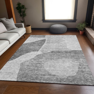 Piper Looms Mayfield Abstract AMF665 Silver Machine Washable Area Rug Lifestyle Image Feature