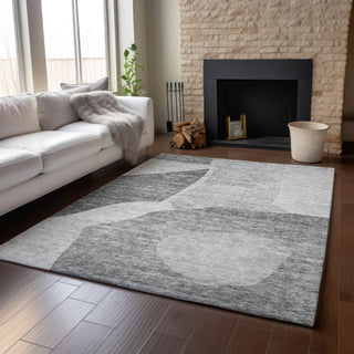 Piper Looms Mayfield Abstract AMF665 Silver Machine Washable Area Rug Lifestyle Image Feature
