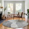 Piper Looms Mayfield Abstract AMF665 Silver Machine Washable Area Rug Round Lifestyle Image Feature