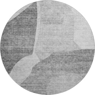 Piper Looms Mayfield Abstract AMF665 Silver Machine Washable Area Rug Round Main Image