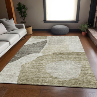 Piper Looms Mayfield Abstract AMF665 Taupe Machine Washable Area Rug Lifestyle Image Feature