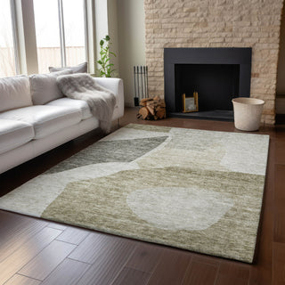 Piper Looms Mayfield Abstract AMF665 Taupe Machine Washable Area Rug Lifestyle Image Feature
