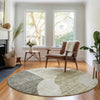 Piper Looms Mayfield Abstract AMF665 Taupe Machine Washable Area Rug Round Lifestyle Image Feature