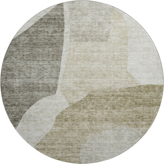 Piper Looms Mayfield Abstract AMF665 Taupe Machine Washable Area Rug Round Main Image
