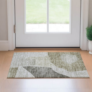 Piper Looms Mayfield Abstract AMF665 Taupe Machine Washable Area Rug Scatter Lifestyle Image Feature
