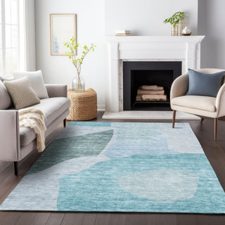Piper Looms Mayfield Abstract AMF665 Teal Machine Washable Area Rug Lifestyle Image Feature