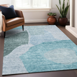 Piper Looms Mayfield Abstract AMF665 Teal Machine Washable Area Rug Lifestyle Image Feature